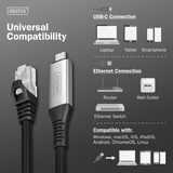 Digitus Cavo USB-C 3.2 Gen1 > Ethernet RJ-45, 1Gbit/s, Adattatore Nero
