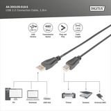 Digitus Cavo di collegamento USB 2.0 USB-A (spina) > USB-B (spina) Nero