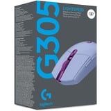 Logitech G305 mouse Mano destra RF senza fili + Bluetooth Ottico 12000 DPI viola, Mano destra, Ottico, RF senza fili + Bluetooth, 12000 DPI, 1 ms, Lillà
