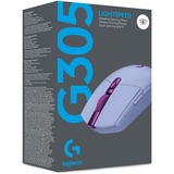 Logitech G305 mouse Mano destra RF senza fili + Bluetooth Ottico 12000 DPI, Mouse da gioco viola, Mano destra, Ottico, RF senza fili + Bluetooth, 12000 DPI, 1 ms, Lillà