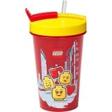 Room Copenhagen Bicchiere LEGO con cannuccia Iconic Girl Bright Red, Coppa rosso/Giallo