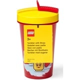 Room Copenhagen Bicchiere LEGO con cannuccia Iconic Girl Bright Red, Coppa rosso/Giallo