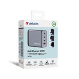 Verbatim GNC-240 Universale Nero, Grigio AC Ricarica rapida Interno, Caricabatterie grigio, Interno, AC, 28 V, Nero, Grigio