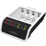 Ansmann Comfort Smart Batteria per uso domestico USB, Caricabatterie bianco/Nero, Nichel-Metallo Idruro (NiMH), Stilo AA, Mini Stilo AAA