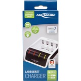 Ansmann Comfort Smart Batteria per uso domestico USB, Caricabatterie bianco/Nero, Nichel-Metallo Idruro (NiMH), Stilo AA, Mini Stilo AAA