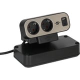 Brennenstuhl estilo Duplex ciabatta da tavolo 9 vie, 2x USB Nero/Argento