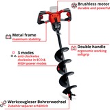 EINHELL Trapano a batteria professionale per terreni GP-EA 18/150 Li BL - Solo, 18 Volt, Trivello per terreno rosso