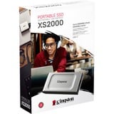 Kingston 4000G SSD portatile XS2000, Disco a stato solido argento/Nero, 4 TB, USB tipo-C, 3.2 Gen 2 (3.1 Gen 2), 2000 MB/s, Nero, Argento