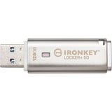 Kingston IronKey 128GB IKLP50 AES USB, w/256bit Encryption, Chiavetta USB alluminio, w/256bit Encryption, 128 GB, USB tipo A, 3.2 Gen 1 (3.1 Gen 1), 145 MB/s, Cuffia, Argento
