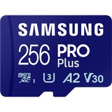 Samsung PRO Plus MicroSD 256 GB, Scheda di memoria blu, 256 GB, MicroSDXC, Classe 3, UHS-I, 180 MB/s, 130 MB/s