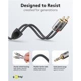 goobay Cavo adattatore audio Plus AUX 3,5mm jack > spina stereo Cinch Nero/Argento