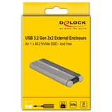 DeLOCK 42001 contenitore di unità di archiviazione Box esterno SSD Argento M.2 Box esterno SSD, M.2, M.2, 20 Gbit/s, Collegamento del dispositivo USB, Argento