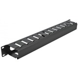DeLOCK 66550 porta accessori Pannello di gestione del cavo, Instradamento dei cavi Nero, Pannello di gestione del cavo, Nero, Metallo, 1U, 48,3 cm (19"), 70 mm