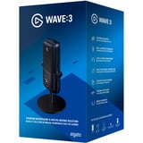 Elgato Wave 3 Nero Microfono da tavolo Nero, Microfono da tavolo, 70 - 20000 Hz, 24 bit, 96 kHz, Cablato, USB