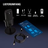 Elgato Wave 3 Nero Microfono da tavolo Nero, Microfono da tavolo, 70 - 20000 Hz, 24 bit, 96 kHz, Cablato, USB