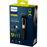 Philips MULTIGROOM Series 3000 Rifinitore All-in-One Multigroom MG3740/15, Tagliacappelli Nero, Nero, Rettangolo, Barba, Orecchio, Sopracciglia, Baffi, Naso, Acciaio inox, Batteria, 60 min