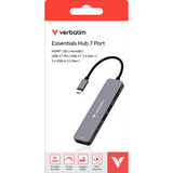 Verbatim Hub multiporta USB-C Essentials, lettore di schede, Docking station argento