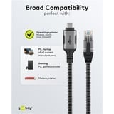 goobay Cavo Ethernet USB-C 3.2 Gen2 connettore > connettore RJ-45, Scheda di rete Nero/Argento