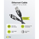 goobay Cavo Ethernet USB-C 3.2 Gen2 connettore > connettore RJ-45, Scheda di rete Nero/Argento