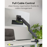 goobay Supporto per monitor singolo gaming con molla a gas, Base per monitor Nero