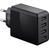 goobay caricatore USB 4 porte (30W) nero, Caricabatterie Nero
