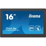 iiyama T1624MSC-B1 Monitor PC 39,6 cm (15.6") 1920 x 1080 Pixel Full HD LED Touch screen Nero, Monitor LED Nero, 39,6 cm (15.6"), 1920 x 1080 Pixel, Full HD, LED, 25 ms, Nero