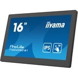 iiyama T1624MSC-B1 Monitor PC 39,6 cm (15.6") 1920 x 1080 Pixel Full HD LED Touch screen Nero, Monitor LED Nero, 39,6 cm (15.6"), 1920 x 1080 Pixel, Full HD, LED, 25 ms, Nero