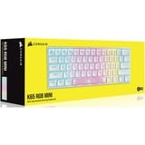 Corsair CH-9194114-DE - Tastatur tastiera USB Tedesco Bianco, Tastiera da gioco bianco, 60%, USB, Interruttore a chiave meccanica, LED RGB, Bianco