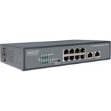 Digitus 8 Port Fast Ethernet PoE Switch, 19 Inch, Unmanaged, 2 Uplinks Nero, 19 Inch, Unmanaged, 2 Uplinks, Non gestito, Fast Ethernet (10/100), Full duplex, Supporto Power over Ethernet (PoE), Montaggio rack