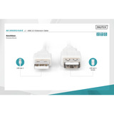 Digitus Cavo di prolunga USB 2.0, USB-A maschio > USB-A femmina beige