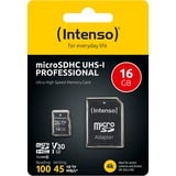 Intenso 3433470 memoria flash 16 GB MicroSDHC UHS-I Classe 10 16 GB, MicroSDHC, Classe 10, UHS-I, 100 MB/s, 45 MB/s