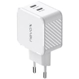 Nevox 65W DUAL USB-C (PD) QC3.0 Caricatore GaN, Caricabatterie bianco