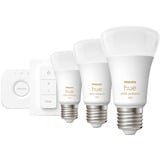 Philips Hue Starter kit: 3 lampadine connesse E27 (1100) + Hue Dimmer switch, Lampada a LED Philips Hue White ambiance Starter kit: 3 lampadine connesse E27 (1100) + Hue Dimmer switch, Kit di illuminazione intelligente, Bluetooth/Zigbee, Bianco, LED, E27, A60