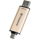 Transcend JetFlash 930C unità flash USB 256 GB USB Type-A / USB Type-C 3.2 Gen 1 (3.1 Gen 1) Oro oro/Nero, 256 GB, USB Type-A / USB Type-C, 3.2 Gen 1 (3.1 Gen 1), 420 MB/s, Cuffia, Oro