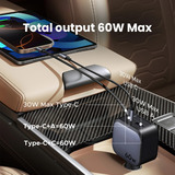 UGREEN EC602 Caricatore per auto 60W Caricabatterie per veicoli 1x USB-A 1x USB-C 