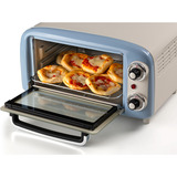 Ariete 3919 Forno Elettrico Vintage, 800W, Capacità 10L, Doppio vetro, Retrò, Celeste, Mini forno bianco/Blu chiaro, 800W, Capacità 10L, Doppio vetro, Retrò, Celeste, 10 L, Azzurro, Libera installazione, Manopola, 90 - 230 °C, Azzurro