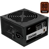 DeepCool DA500 alimentatore per computer 500 W 20+4 pin ATX Nero, Alimentatore PC Nero, 500 W, 100 - 240 V, 8 A, Attivo, 110 W, 456 W