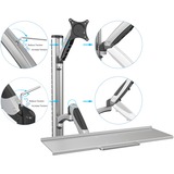 Digitus Postazione di lavoro (monitor, tastiera, mouse) Montaggio a parete argento, tastiera, mouse) Montaggio a parete, 8 kg, 43,2 cm (17"), 68,6 cm (27"), 100 x 100 mm, Regolazione altezza, Argento