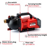 Einhell AQUINNA 2,6 bar 3000 l/h rosso/Nero, Batteria, 2,6 bar, 3000 l/h, Nero, Rosso