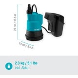 GARDENA 14600-20 pompa ad acqua 2 bar 2000 l/h, Pompe immersione e pressione turchese/Nero, Batteria, 2 bar, 2000 l/h, Nero, Blu