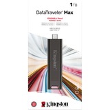 Kingston DataTraveler Max unità flash USB 1000 GB USB tipo-C Nero Nero, 1000 GB, USB tipo-C, 1000 MB/s, Lamina di scorrimento, 12 g, Nero