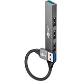 goobay Hub USB sottile a 4 porte, USB-A a USB-A, USB 3.2 grigio chiaro