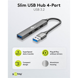 goobay Hub USB sottile a 4 porte, USB-A a USB-A, USB 3.2 grigio chiaro