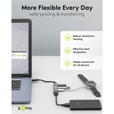 goobay Hub USB sottile a 4 porte, USB-A a USB-A, USB 3.2 grigio chiaro