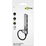 goobay Hub USB sottile a 4 porte, USB-A a USB-A, USB 3.2 grigio chiaro