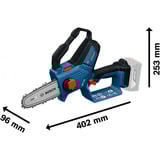 Bosch Sega per potatura a batteria GKE 18V-15 Professional solo, 18 Volt, Sega a catena blu