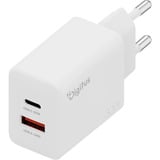 Digitus Caricatore USB GaN 30W, 1x USB-C, 1x USB-A, Caricabatterie bianco