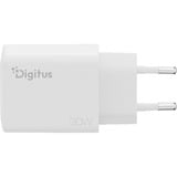 Digitus Caricatore USB GaN 30W, 1x USB-C, 1x USB-A, Caricabatterie bianco