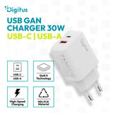 Digitus Caricatore USB GaN 30W, 1x USB-C, 1x USB-A, Caricabatterie bianco