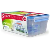 Emsa Clip & Close Rettangolare Scatola 3,7 L Blu, Trasparente 5 pz, Casella trasparente/Blu, Scatola, Rettangolare, 3,7 L, Blu, Trasparente, Polipropilene (PP), Elastomero Termoplastico (TPE), 0 - 100 °C